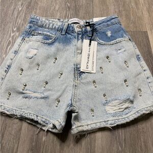 PALACE Light Blue Embellished Jean Shorts